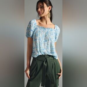 🆕 CLOTH + STONE Anthropologie Smocked Floral Bubble Blouse | S NWT